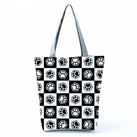 Image of Fashion Cat Dogs Paws Handbags Print Cute Cartoon Shopping Bag-FrenzyAfricanFashion.com