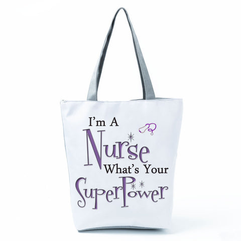 Image of Shopping Bags Women's Handbag Customized High Capacity Faith Love Nursing Reusable Nurse Letter Print Tote Shoulder Bag Portable-FrenzyAfricanFashion.com
