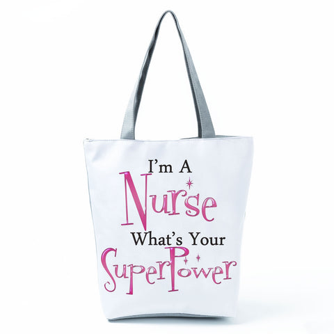 Image of Shopping Bags Women's Handbag Customized High Capacity Faith Love Nursing Reusable Nurse Letter Print Tote Shoulder Bag Portable-FrenzyAfricanFashion.com