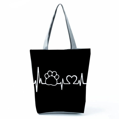 Image of Fashion Cat Dogs Paws Handbags Print Cute Cartoon Shopping Bag-FrenzyAfricanFashion.com
