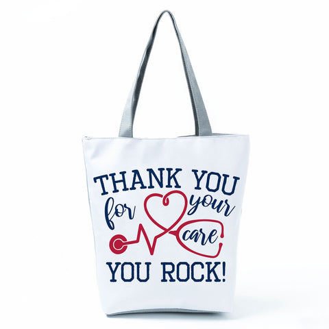 Image of Shopping Bags Women's Handbag Customized High Capacity Faith Love Nursing Reusable Nurse Letter Print Tote Shoulder Bag Portable-FrenzyAfricanFashion.com