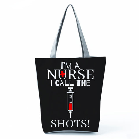 Image of Shopping Bags Women's Handbag Customized High Capacity Faith Love Nursing Reusable Nurse Letter Print Tote Shoulder Bag Portable-FrenzyAfricanFashion.com