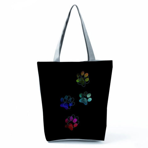 Image of Fashion Cat Dogs Paws Handbags Print Cute Cartoon Shopping Bag-FrenzyAfricanFashion.com