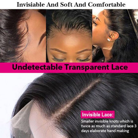 Image of Lace Front Wig 13x4 HD Transparent Lace Frontal Human Hair Wigs-FrenzyAfricanFashion.com