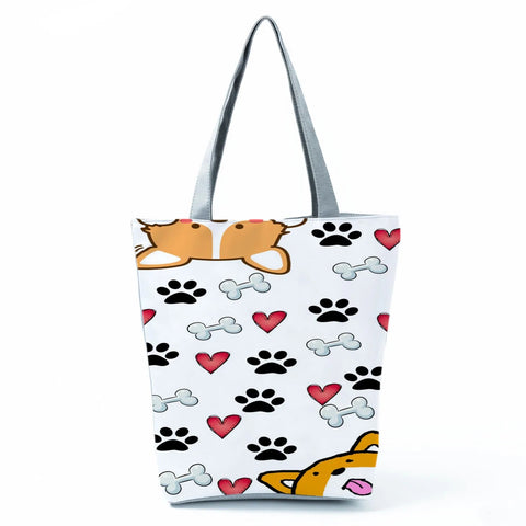 Image of Fashion Cat Dogs Paws Handbags Print Cute Cartoon Shopping Bag-FrenzyAfricanFashion.com