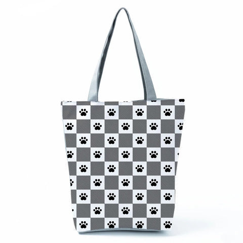 Image of Fashion Cat Dogs Paws Handbags Print Cute Cartoon Shopping Bag-FrenzyAfricanFashion.com