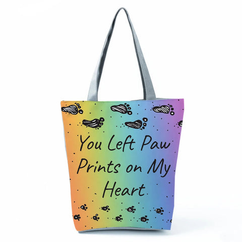 Image of Fashion Cat Dogs Paws Handbags Print Cute Cartoon Shopping Bag-FrenzyAfricanFashion.com