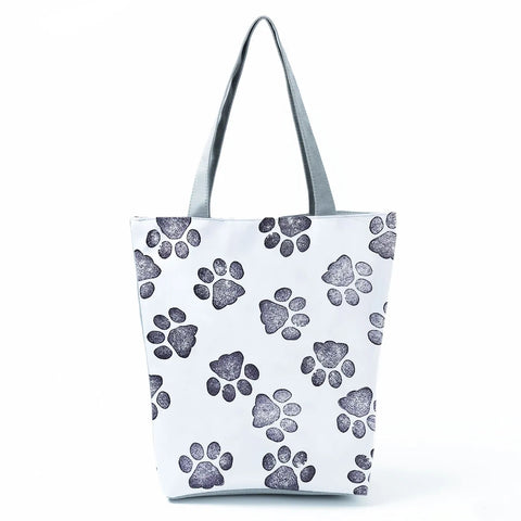 Image of Fashion Cat Dogs Paws Handbags Print Cute Cartoon Shopping Bag-FrenzyAfricanFashion.com