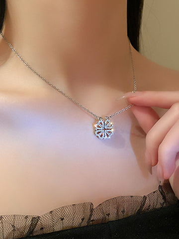 Image of crystal heart flower pendant stainless steel necklace gold silver chain-FrenzyAfricanFashion.com