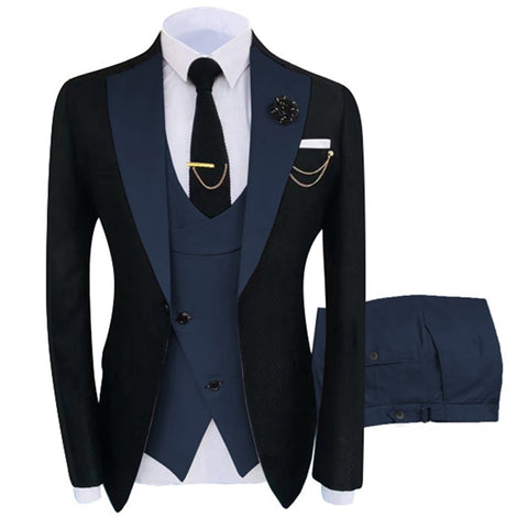 Image of New Costume Homme Popular Clothing Luxury Party Stage Men's Suit Groomsmen Regular Fit Tuxedo 3 Peice Set Jacket+Trousers+Vest-FrenzyAfricanFashion.com