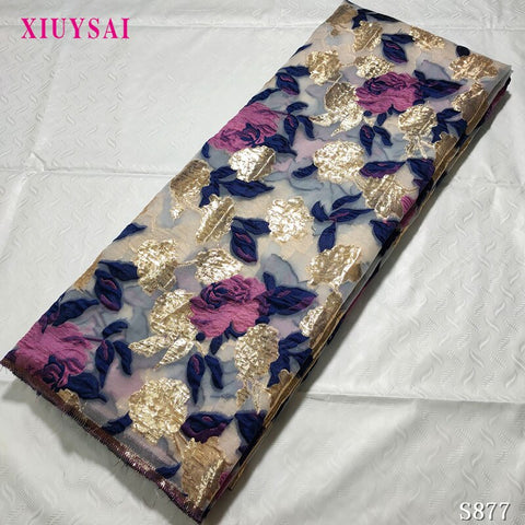 Image of Fabric Lace Nigerian French Tulle Lace Brocade Lace Fabric for Wedding Party Dress-FrenzyAfricanFashion.com