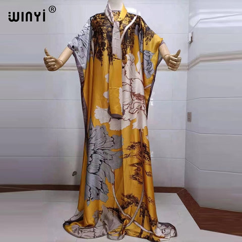 Image of Fancy Abaya Dress Women Print Bohemia Hijab Loose Muslim dress-FrenzyAfricanFashion.com