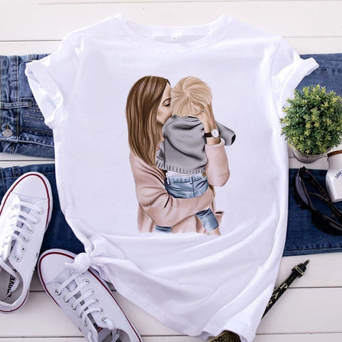 Image of Mom and Men Queen Print Women T-shirt Best Mommy Summer Harajuku O Neck Funny 90S Tops Tee Daughter Casual Clothes,Drop Ship-FrenzyAfricanFashion.com