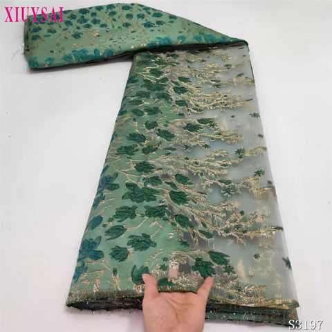 Image of Fabric Lace Nigerian French Tulle Lace Brocade Lace Fabric for Wedding Party Dress-FrenzyAfricanFashion.com