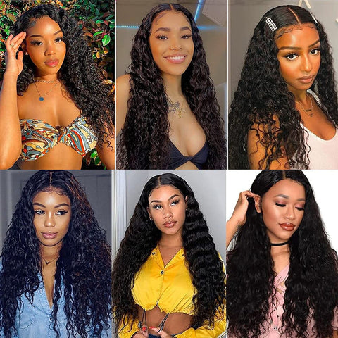 Image of Deep Wave Lace Front Human Hair Wigs Pre Plucked Deep Wave 13x4 Lace Front Human Hair Wigs Curly Wave Human Hair Free Shipping-FrenzyAfricanFashion.com