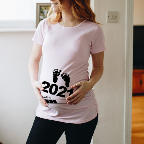 Image of Zipper Baby Loading Women Pregnant Funny T Shirt Girl Maternity Pregnancy Announcement Shirt New Mom Cloth-FrenzyAfricanFashion.com