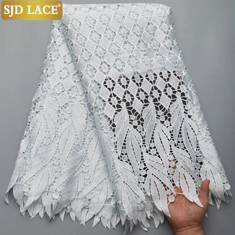 Image of 5 Yards Embroidery Guipure Cord with Stones Fabric-FrenzyAfricanFashion.com