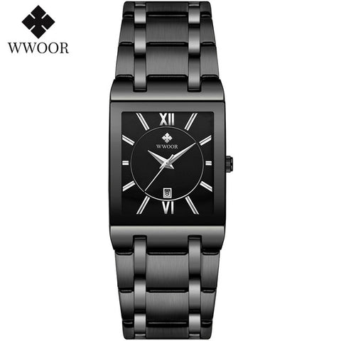Image of Luxury Square Dress Black Gold Quartz Wrist Watch Stainless Steel Waterproof Women Watch-FrenzyAfricanFashion.com