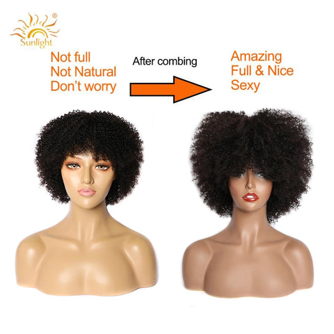 Image of Afro Kinky Curly Wigs Full Brazilian Short Human Wig-FrenzyAfricanFashion.com