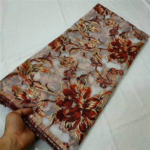 Image of Fabric Lace Nigerian French Tulle Lace Brocade Lace Fabric for Wedding Party Dress-FrenzyAfricanFashion.com