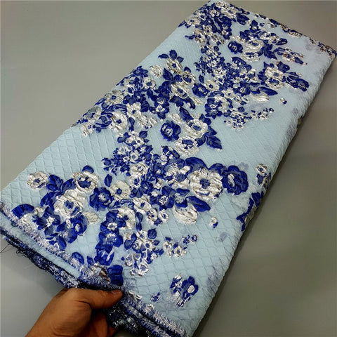 Image of Fabric Lace Nigerian French Tulle Lace Brocade Lace Fabric for Wedding Party Dress-FrenzyAfricanFashion.com