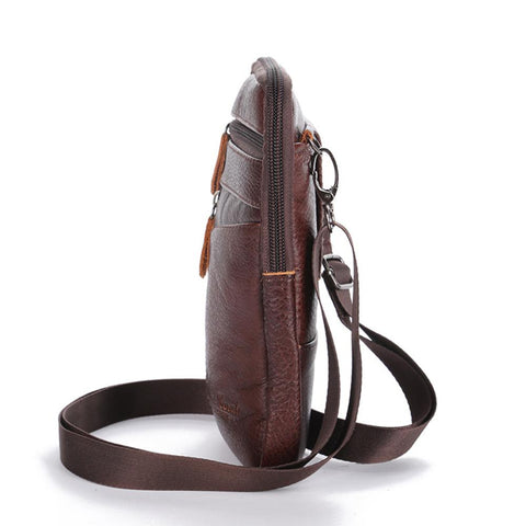 Image of Men's Genuine Leather Waist Packs Phone Pouch Bags Waist Bag Male Small Chest Shoulder Belt Bag 2021 Designer Crossbody Bags-FrenzyAfricanFashion.com