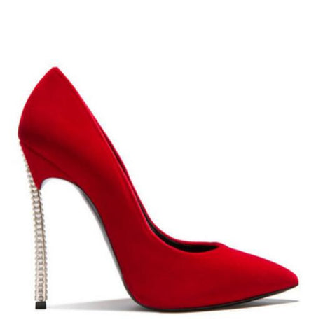 Image of Bridal Pumps Pearl Embellished Blade Heels Pointed Toe Slip-FrenzyAfricanFashion.com