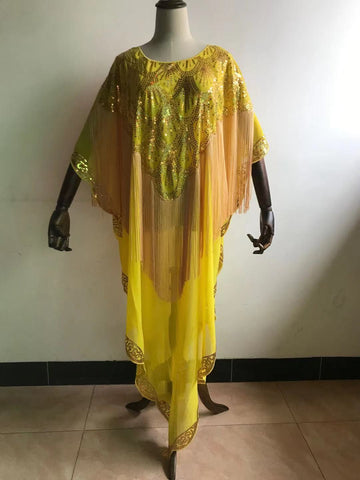 Image of Women Clothing Dashiki Tassel Sequins Loose Dress Free Size-FrenzyAfricanFashion.com