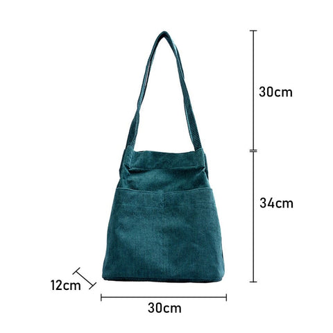 Image of Hylhexyr Corduroy Totes Bag Carry Shoulder Bag Retro Casual Handbags With Inner Pocket For School Work Beach Travel and Shopping-FrenzyAfricanFashion.com