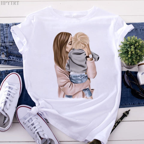 Image of Mom and Men Queen Print Women T-shirt Best Mommy Summer Harajuku O Neck Funny 90S Tops Tee Daughter Casual Clothes,Drop Ship-FrenzyAfricanFashion.com