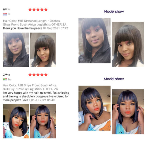 Image of Short Human Hair Wig Women Straight Remy Hair Bob-FrenzyAfricanFashion.com