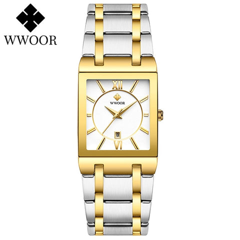 Image of Luxury Square Dress Black Gold Quartz Wrist Watch Stainless Steel Waterproof Women Watch-FrenzyAfricanFashion.com