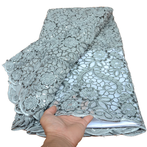 Image of 5 yards High quality African sequins lace fabric wedding Nigerian occasional-FrenzyAfricanFashion.com