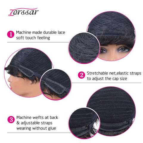 Image of Kinky Curly Wigs Short Wigs Black Women Human Hair-FrenzyAfricanFashion.com