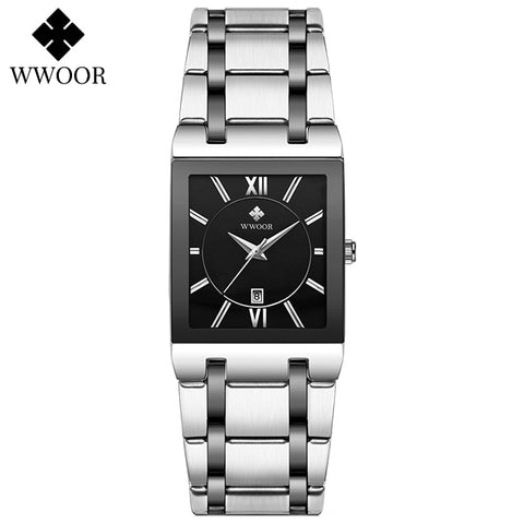 Image of Luxury Square Dress Black Gold Quartz Wrist Watch Stainless Steel Waterproof Women Watch-FrenzyAfricanFashion.com