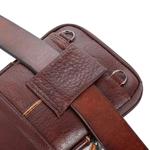 Image of Men's Genuine Leather Waist Packs Phone Pouch Bags Waist Bag Male Small Chest Shoulder Belt Bag 2021 Designer Crossbody Bags-FrenzyAfricanFashion.com