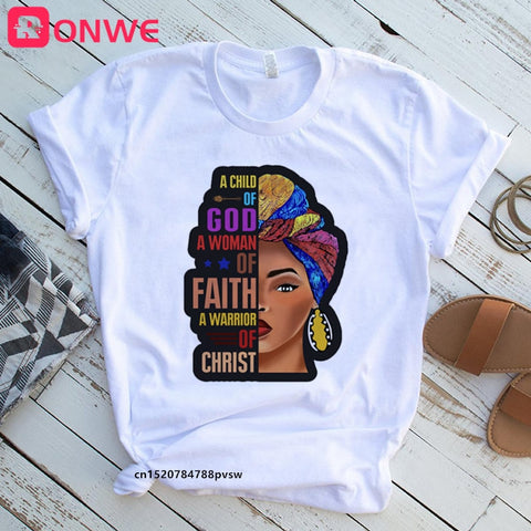 Image of Beauty African Lady Women T shirt African Black Girl History Month Female T-shirt Melanin Tee Shirt-FrenzyAfricanFashion.com