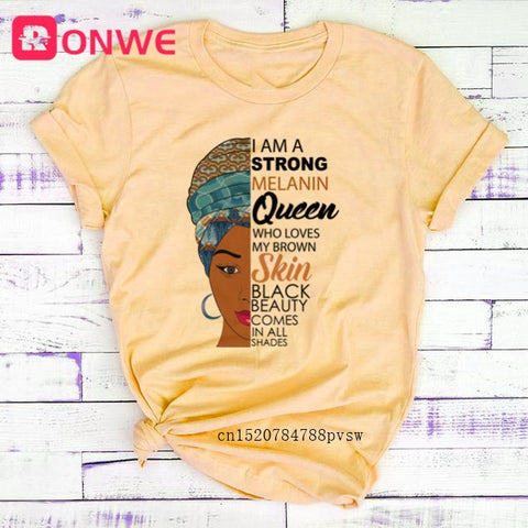 Image of Beauty African Lady Women T shirt African Black Girl History Month Female T-shirt Melanin Tee Shirt-FrenzyAfricanFashion.com