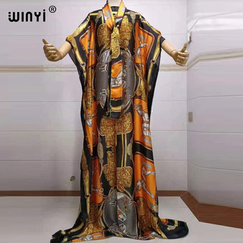 Image of Fancy Abaya Dress Women Print Bohemia Hijab Loose Muslim dress-FrenzyAfricanFashion.com