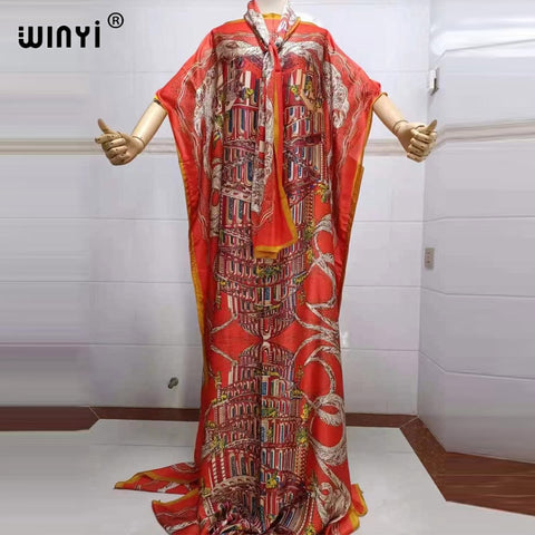 Image of Fancy Abaya Dress Women Print Bohemia Hijab Loose Muslim dress-FrenzyAfricanFashion.com