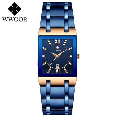 Image of Luxury Square Dress Black Gold Quartz Wrist Watch Stainless Steel Waterproof Women Watch-FrenzyAfricanFashion.com