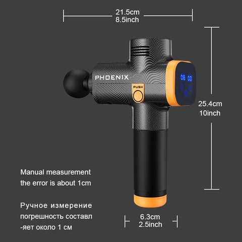 Image of Percussion Massage Gun Phoenix a2 Silver Body Massager Electric 6 Heads Pistol Massager Phoenix MG49127-FrenzyAfricanFashion.com