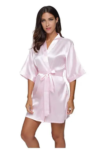 Image of Silk Satin Wedding Bride Bridesmaid Robe Floral Bathrobe Short Kimono Robe Night Robe Bath Robe Fashion Dressing Gown For Women-FrenzyAfricanFashion.com