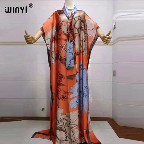Image of Fancy Abaya Dress Women Print Bohemia Hijab Loose Muslim dress-FrenzyAfricanFashion.com