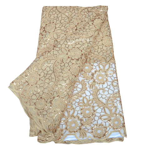 Image of 5 yards High quality African sequins lace fabric wedding Nigerian occasional-FrenzyAfricanFashion.com