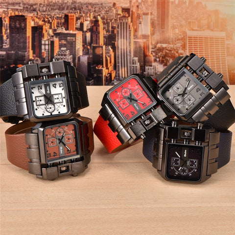 Image of Oulm 3364 Casual Wristwatch Square Dial Wide Strap Men's Quartz Watch Luxury Brand Male Clock Super Big Men Watches montre homme-FrenzyAfricanFashion.com