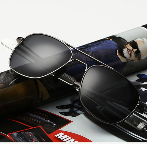 Image of Fashion Black American Army MILITARY Polarized Pilot Sunglasses Mens Brand American Optical Polarized Sun Glasses Oculos De Sol-FrenzyAfricanFashion.com