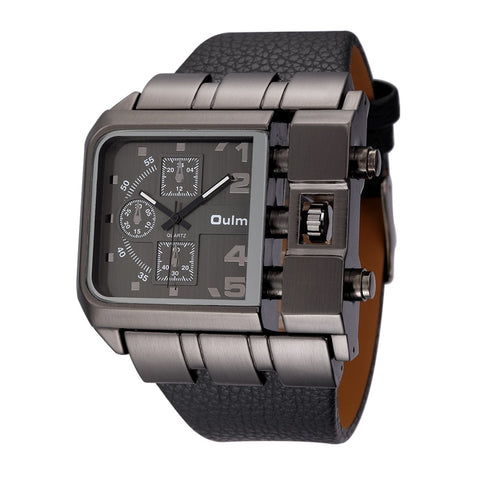 Image of Oulm 3364 Casual Wristwatch Square Dial Wide Strap Men's Quartz Watch Luxury Brand Male Clock Super Big Men Watches montre homme-FrenzyAfricanFashion.com
