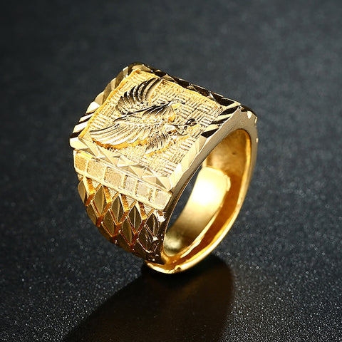Image of Punk Rock Eagle Men 's Ring Luxury Gold Color Resizable To 7-11 Finger Jewelry Never Fade-FrenzyAfricanFashion.com