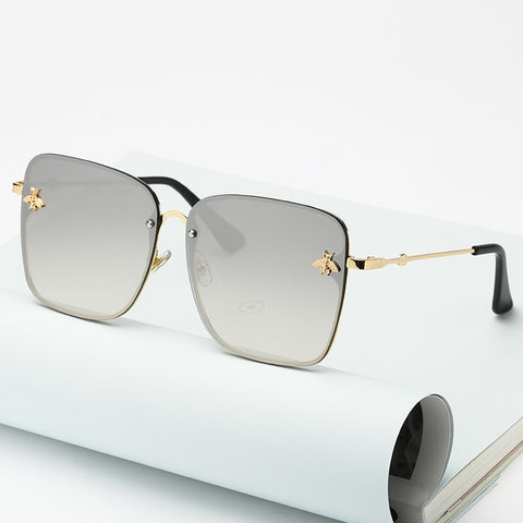 Image of Lady Oversize Rimless Square Bee Sunglasses Women Men Small Glasses-FrenzyAfricanFashion.com